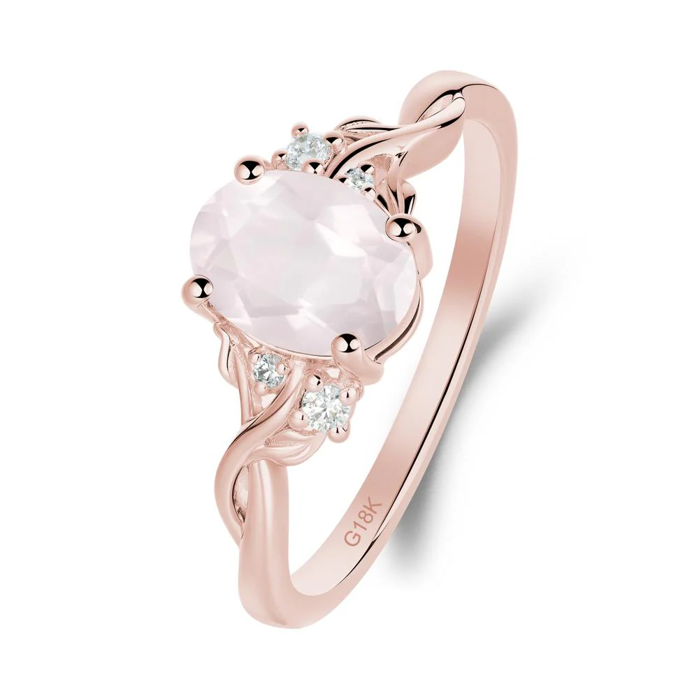 Rose Quartz Leaf Twist Engagement Ring - Image 2
