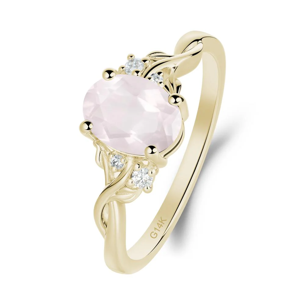 Rose Quartz Leaf Twist Engagement Ring - Image 3