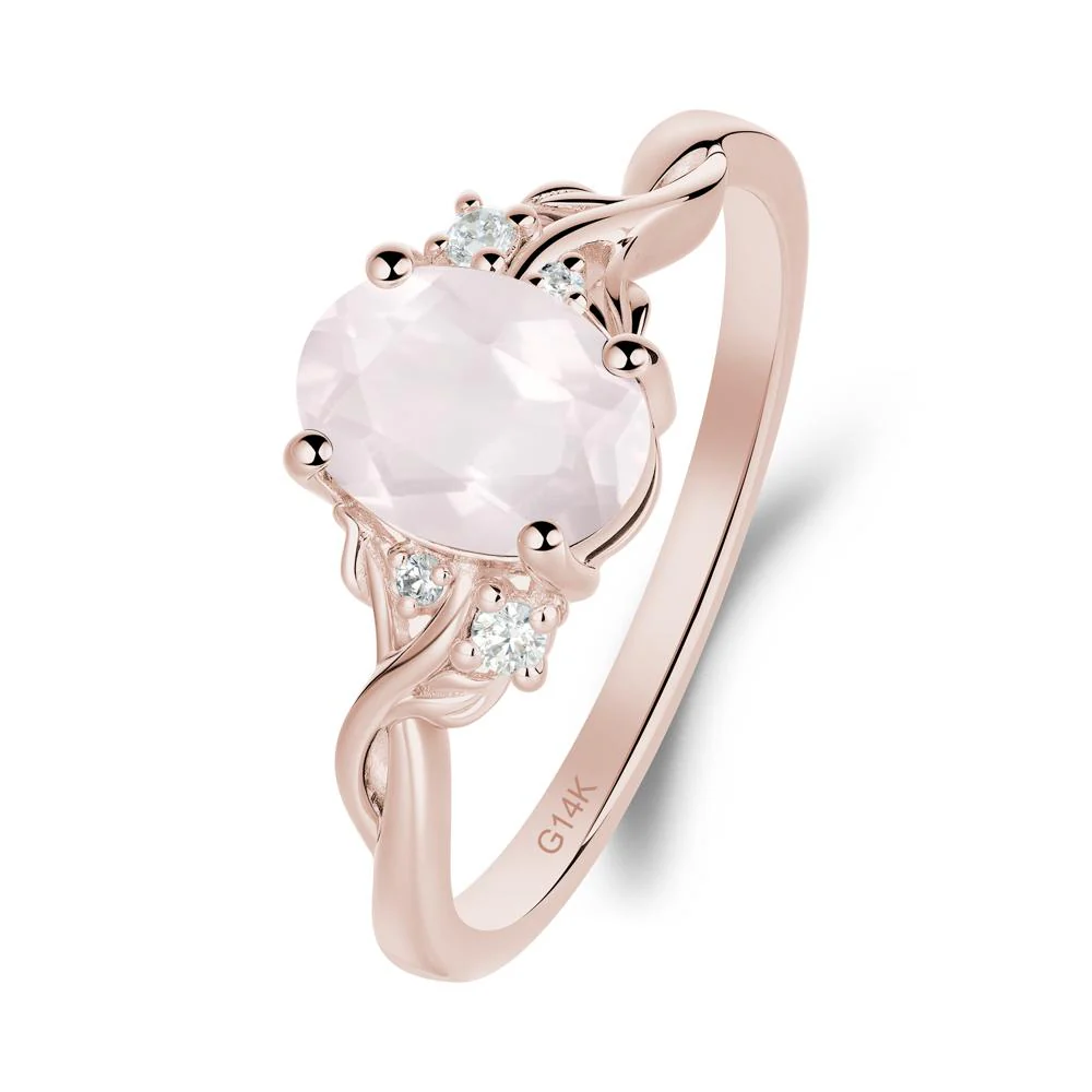 Rose Quartz Leaf Twist Engagement Ring - Image 5