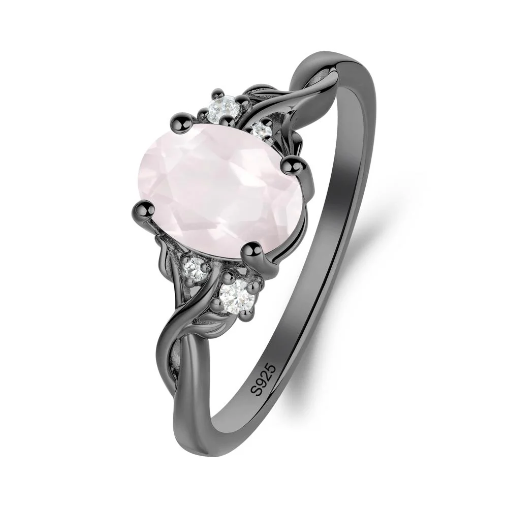 Rose Quartz Leaf Twist Engagement Ring - Image 6