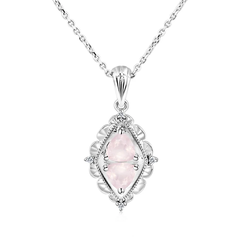 Rose Quartz Milgrain Necklace - Image 3