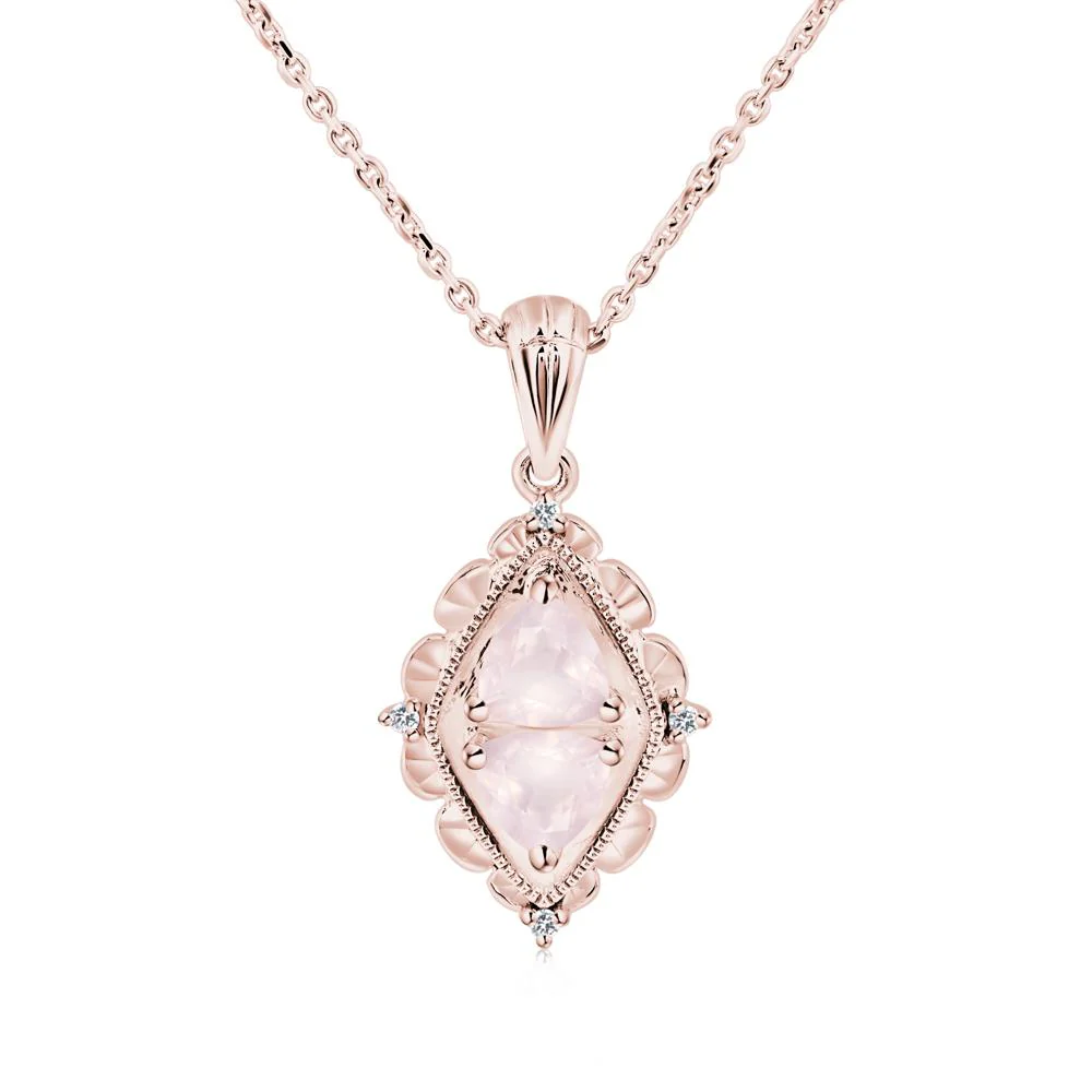 Rose Quartz Milgrain Necklace - Image 4