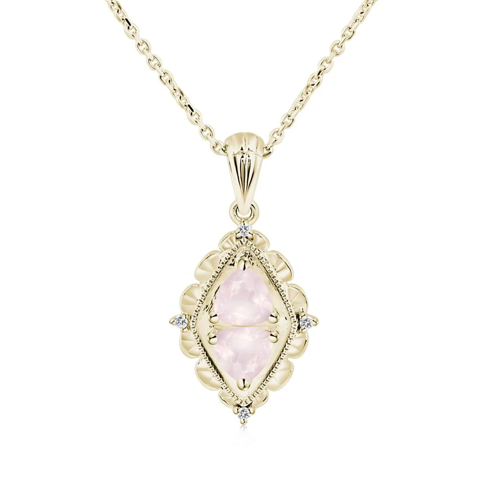 Rose Quartz Milgrain Necklace - Image 5