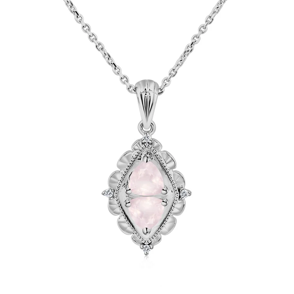 Rose Quartz Milgrain Necklace - Image 9