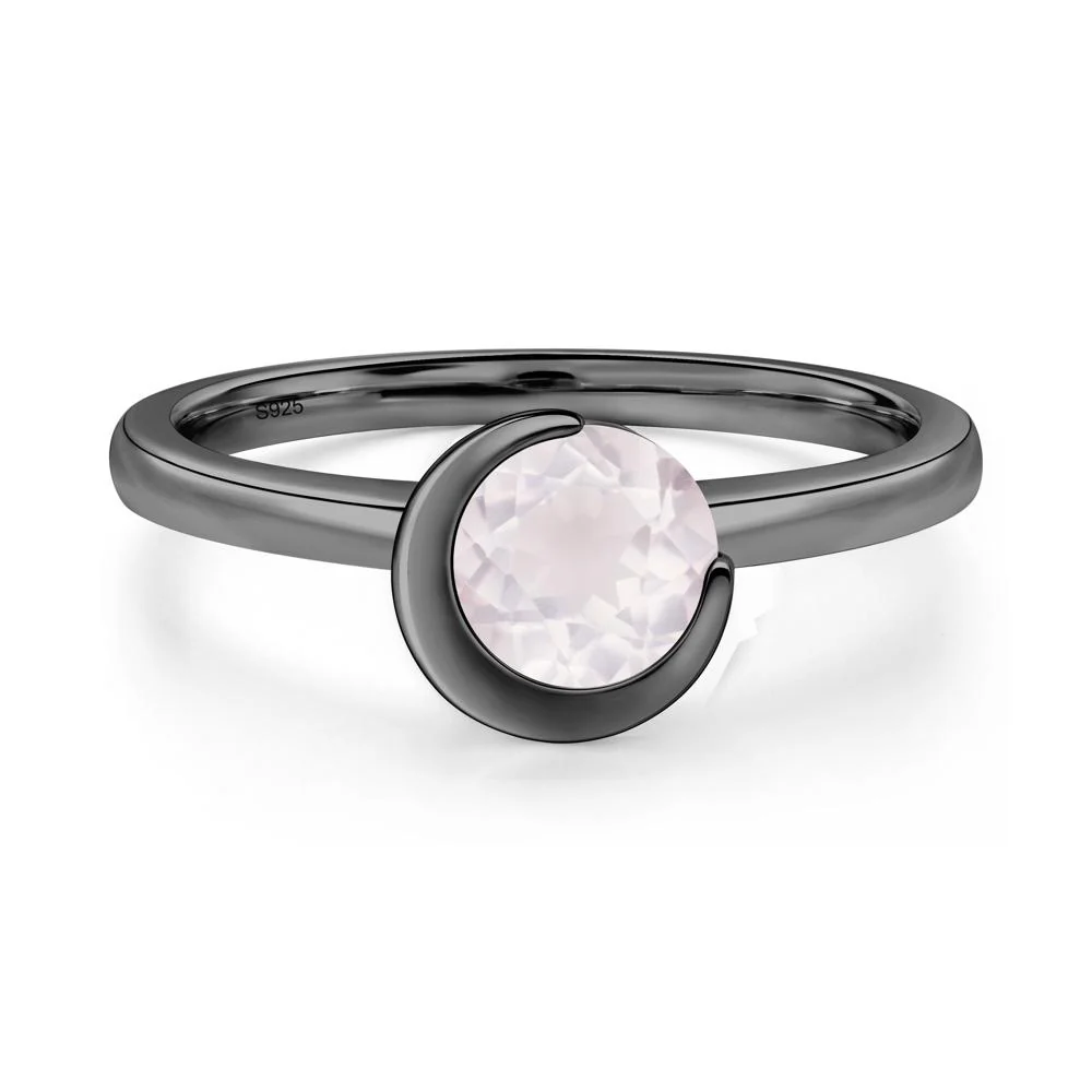 Rose Quartz New Moon Bezel Ring - Image 2
