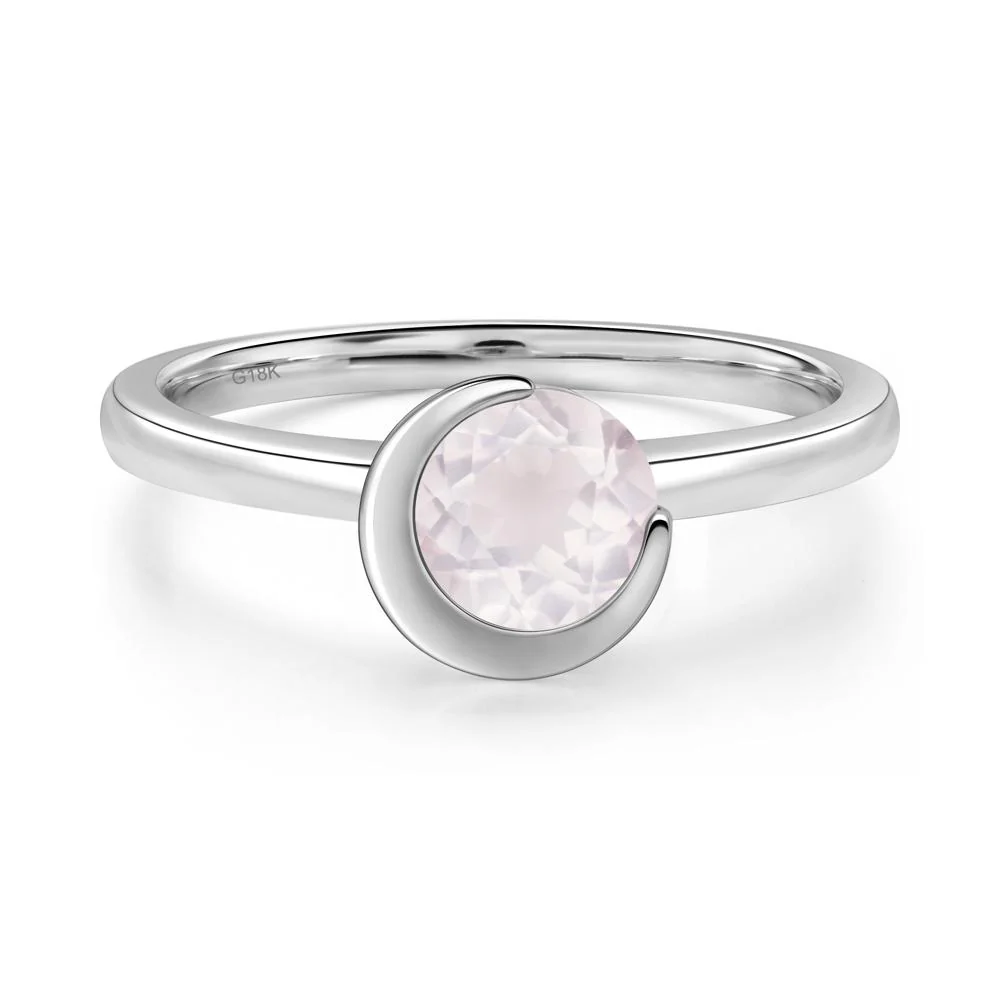 Rose Quartz New Moon Bezel Ring - Image 7