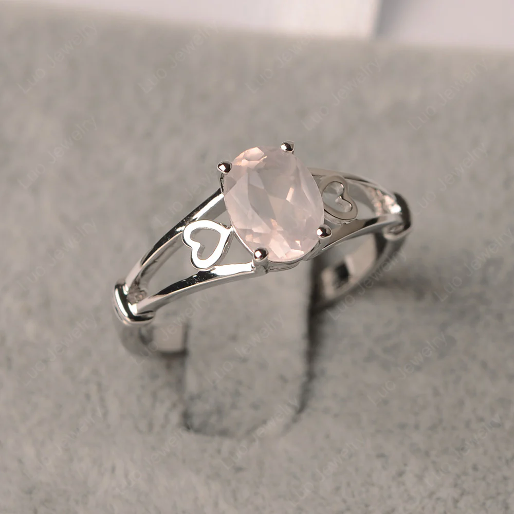 Oval Rose Quartz Solitaire Ring