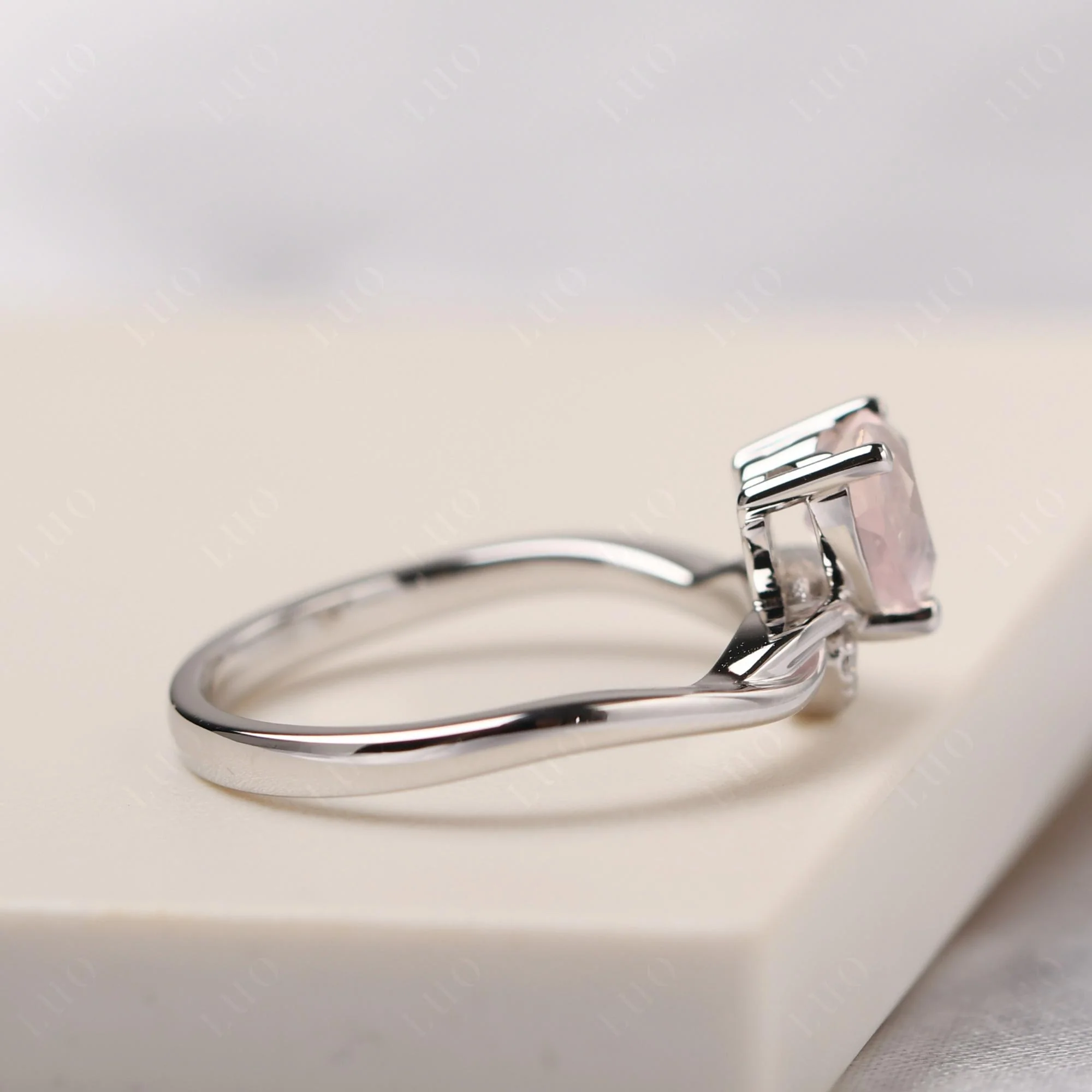 Rose Quartz Twisted Heart Ring - Image 13