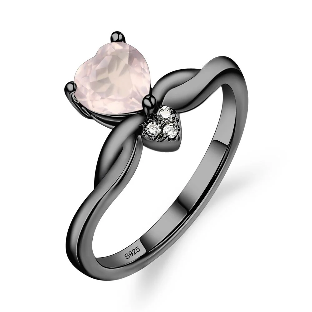 Rose Quartz Twisted Heart Ring - Image 2