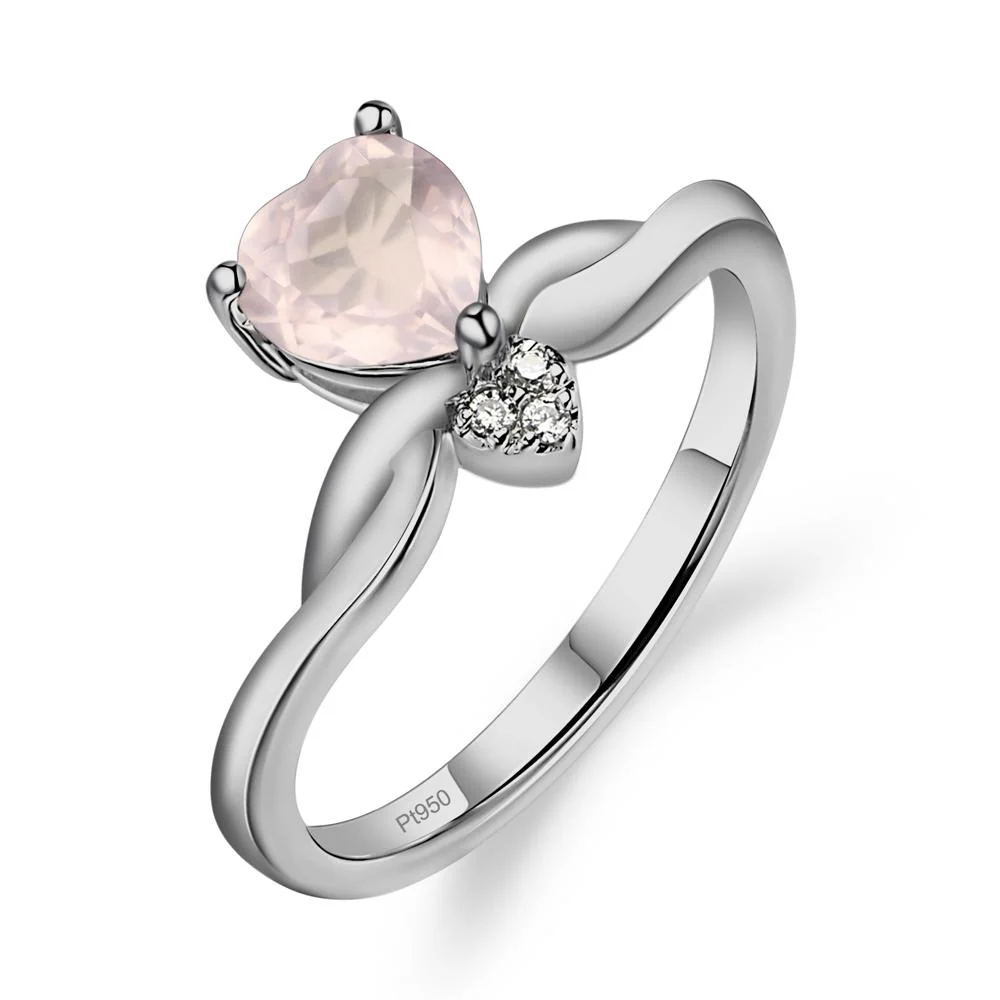 Rose Quartz Twisted Heart Ring - Image 6