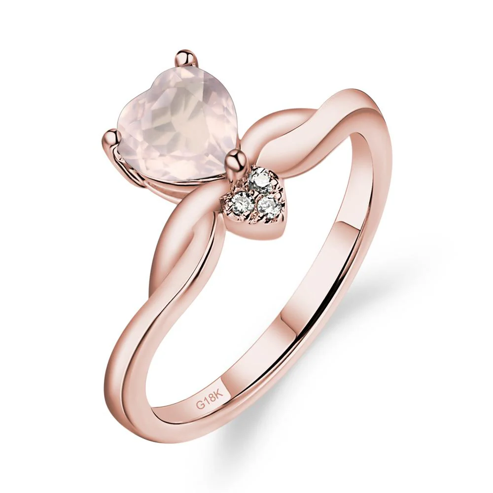 Rose Quartz Twisted Heart Ring - Image 9