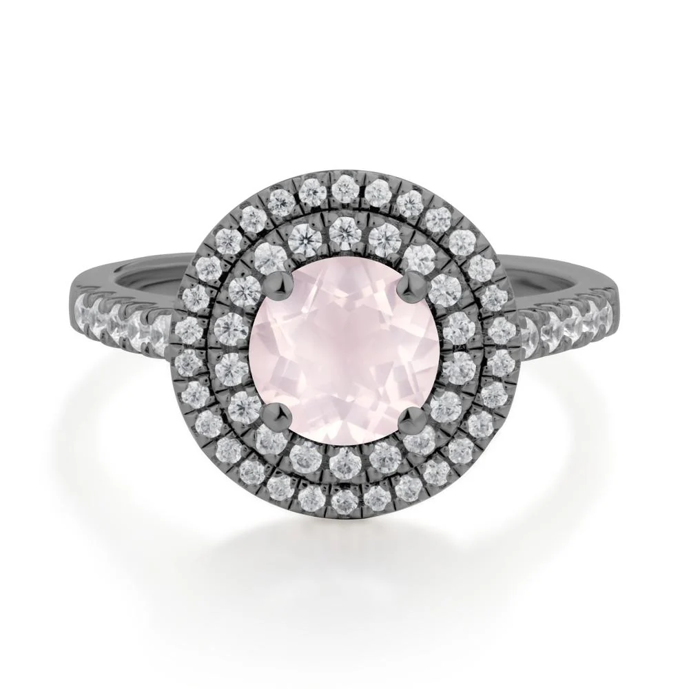 Rose Quartz Ring Double Halo - Image 5