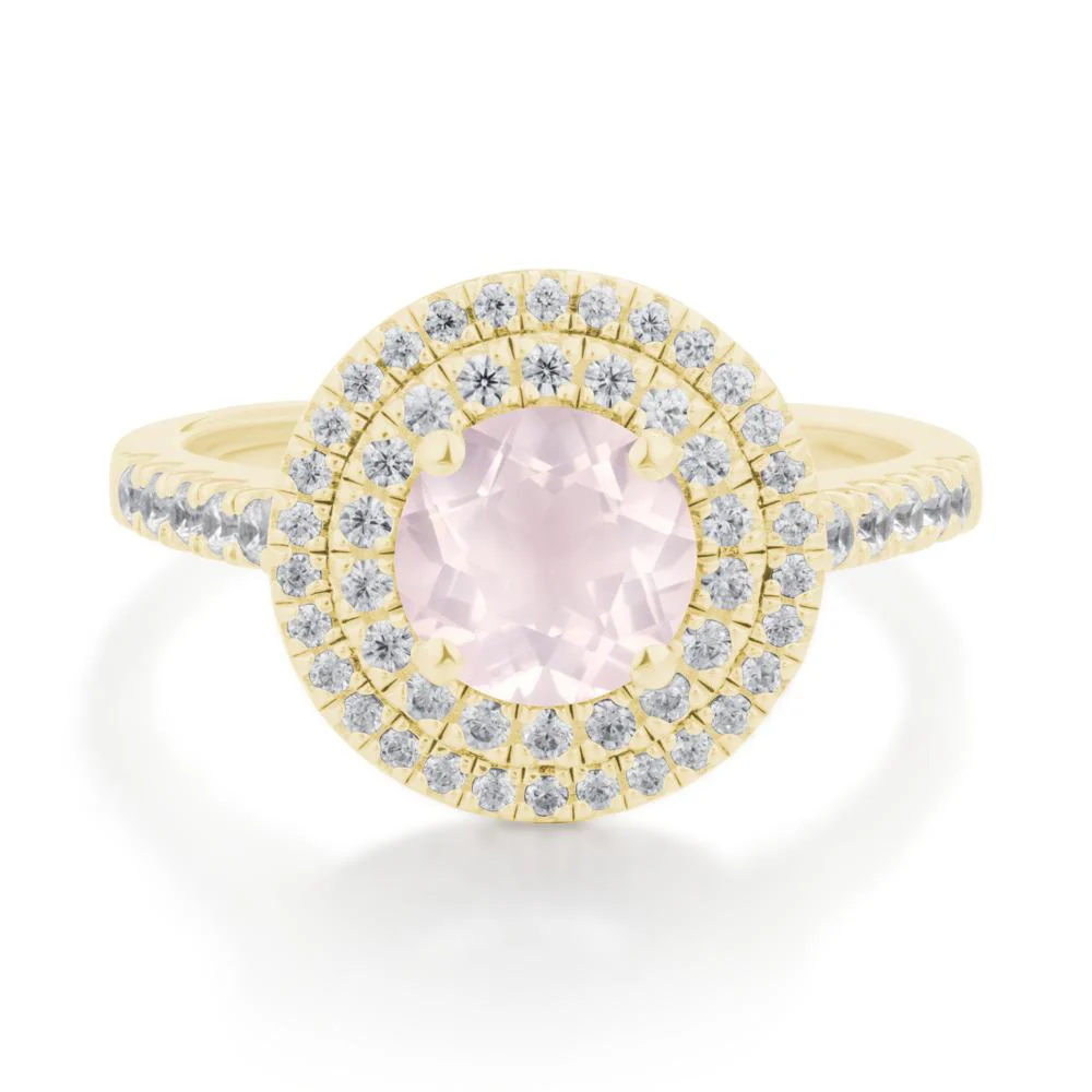 Rose Quartz Ring Double Halo - Image 8