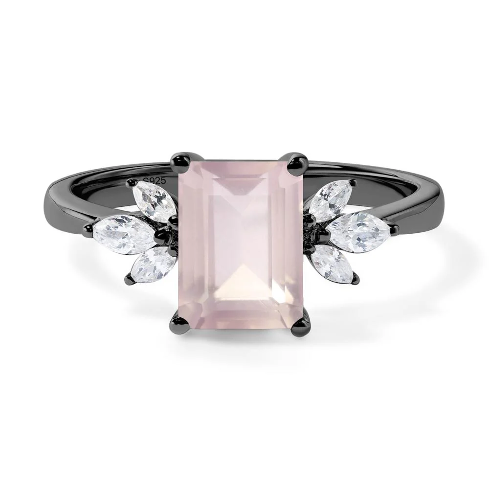 Sunburst Emerald Cut Rose Quartz Ring - Image 2