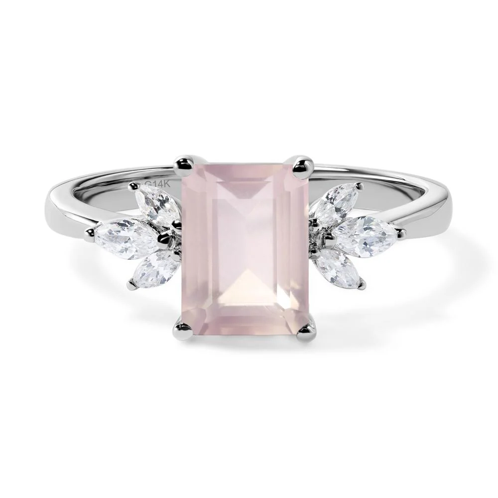 Sunburst Emerald Cut Rose Quartz Ring - Image 3
