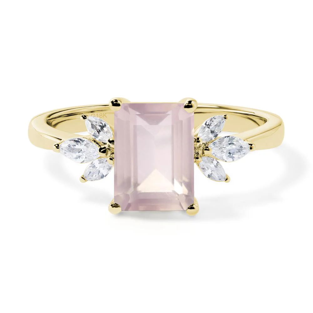 Sunburst Emerald Cut Rose Quartz Ring - Image 8
