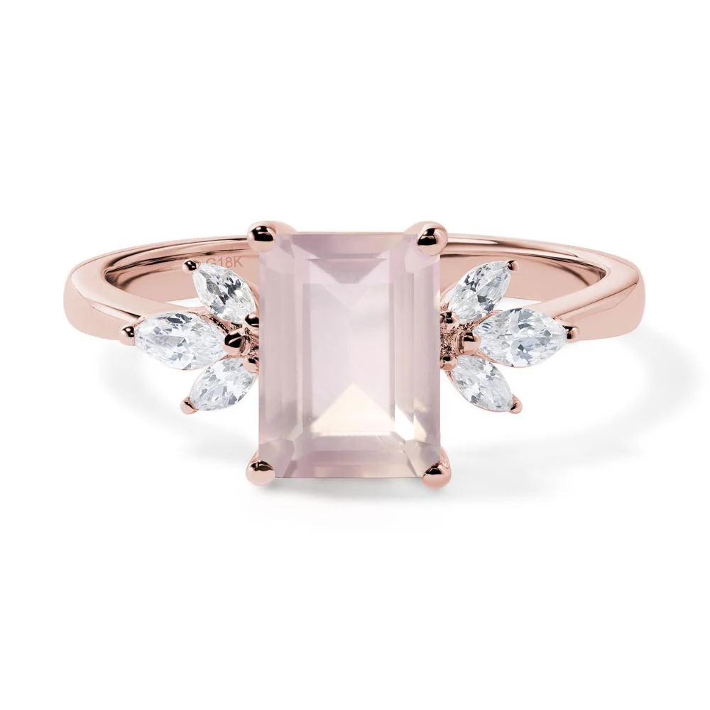 Sunburst Emerald Cut Rose Quartz Ring - Image 9