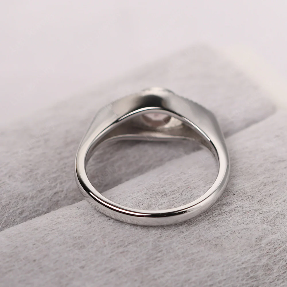 Rose Quartz Bezel Set Evil Eye Ring - Image 3