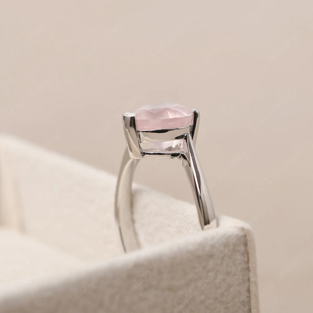 Rose Quartz Heart Solitaire Engagement Ring - Image 3