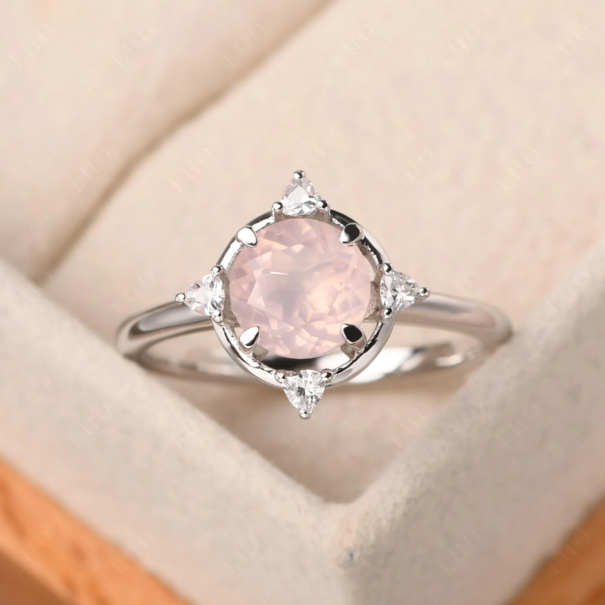 Rose Quartz Compass Engagement Ring - Image 10