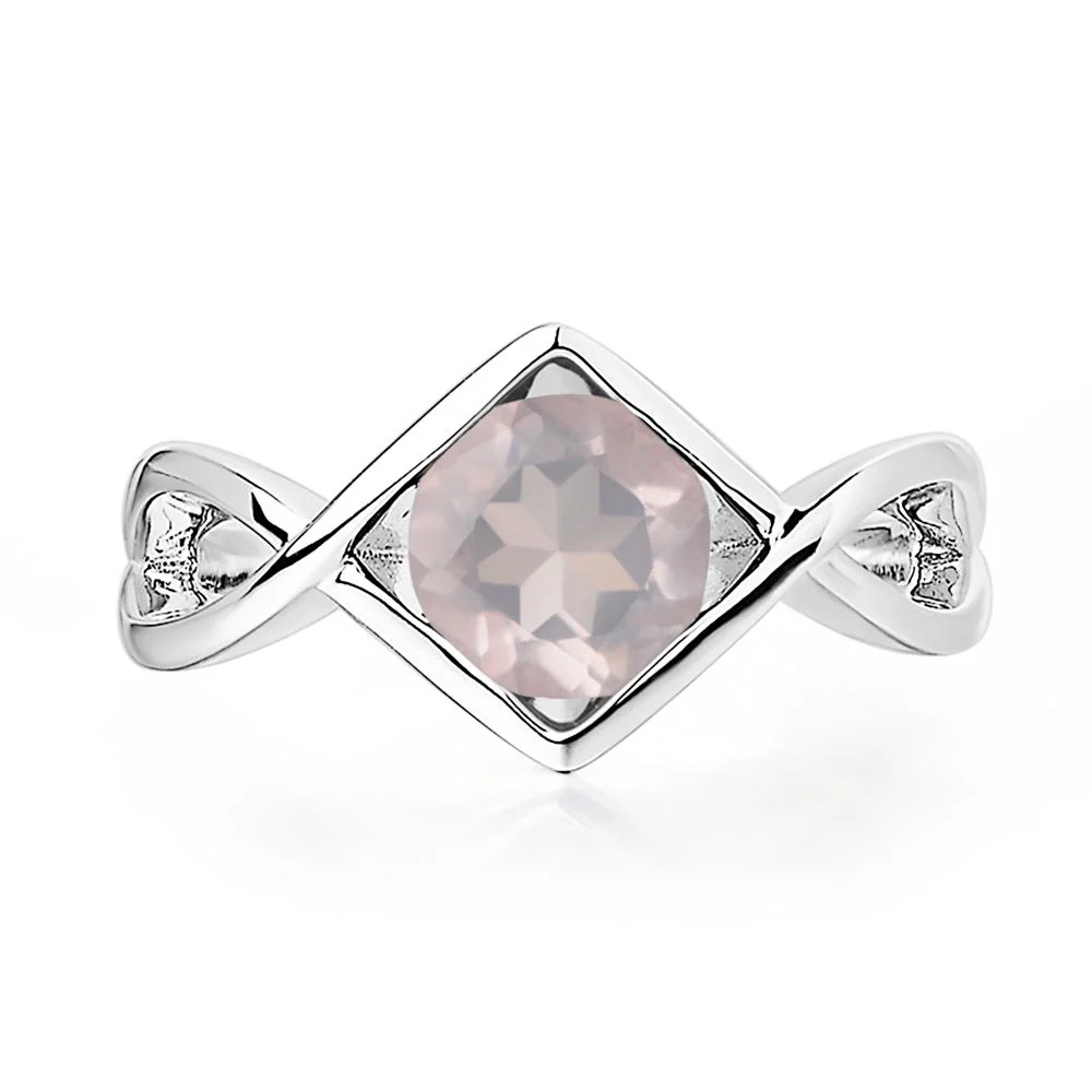 Rose Quartz Bezel Set Infinity Solitaire Ring