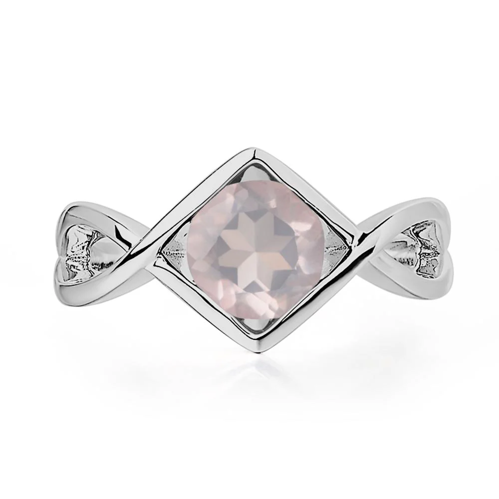 Rose Quartz Bezel Set Infinity Solitaire Ring - Image 6