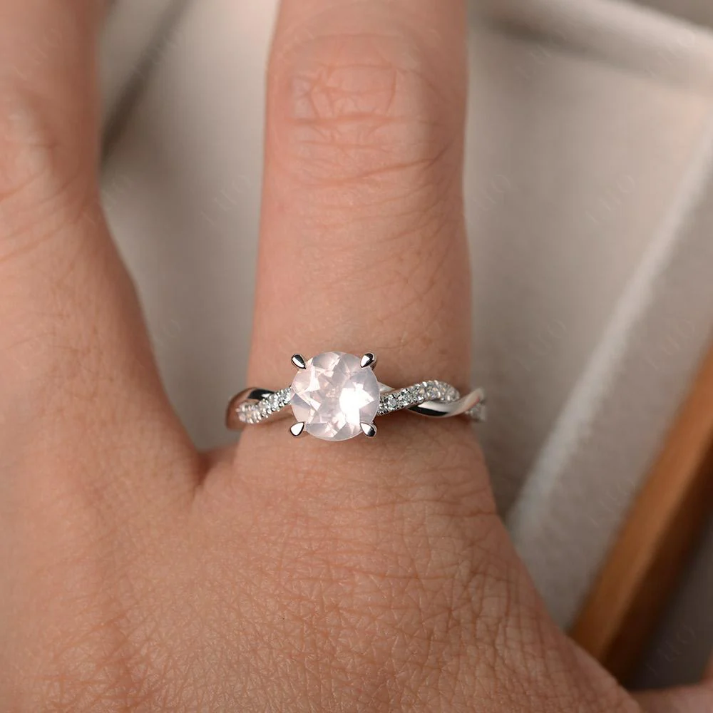 Rose Quartz Twist Engagement Ring - Image 32
