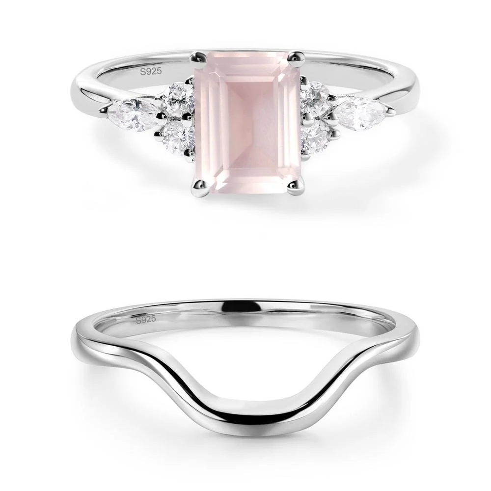 Simple Emerald Cut Rose Quartz Ring - Image 17