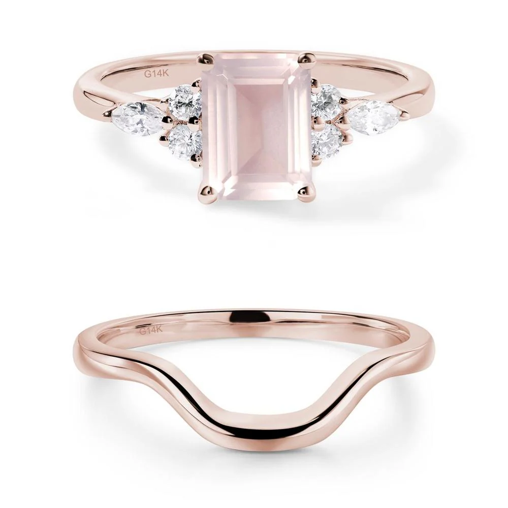 Simple Emerald Cut Rose Quartz Ring - Image 21