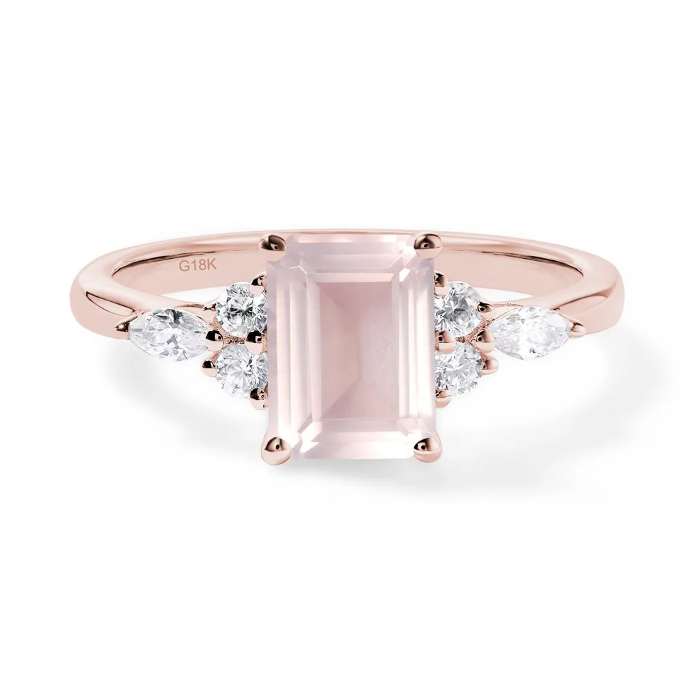 Simple Emerald Cut Rose Quartz Ring - Image 5