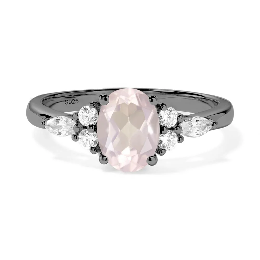 Simple Oval Rose Quartz Engagement Ring
