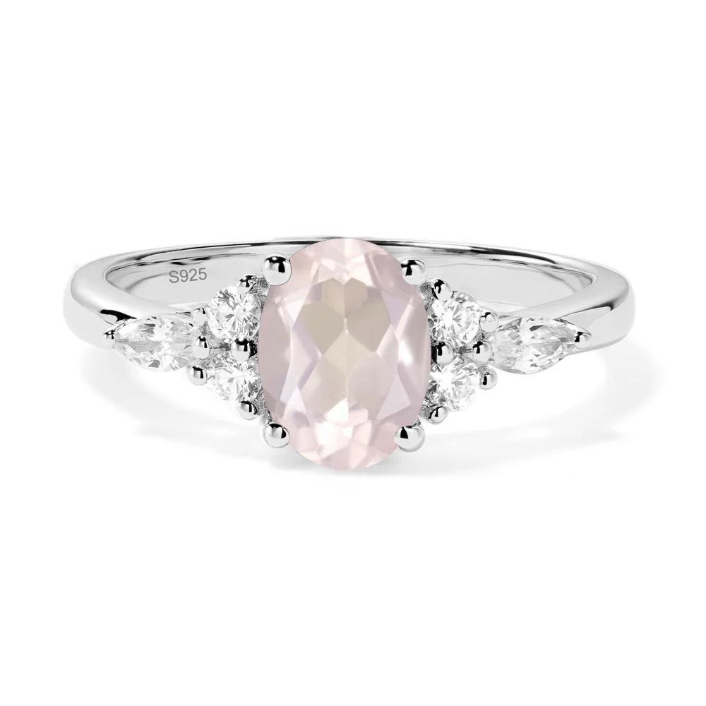 Simple Oval Rose Quartz Engagement Ring - Image 2