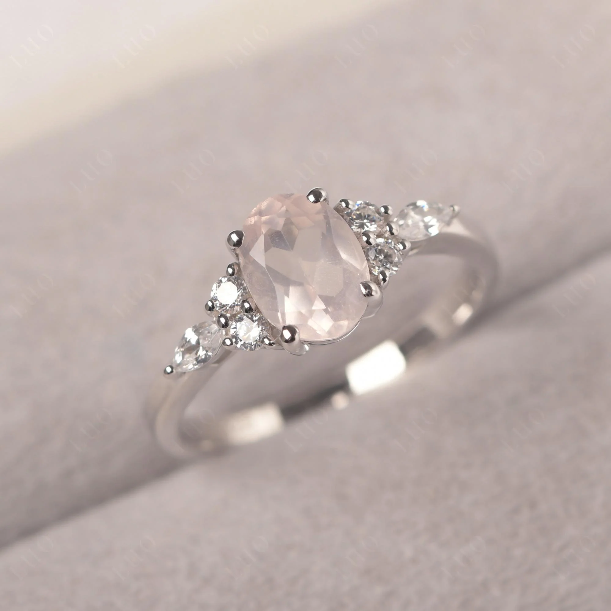 Simple Oval Rose Quartz Engagement Ring - Image 29