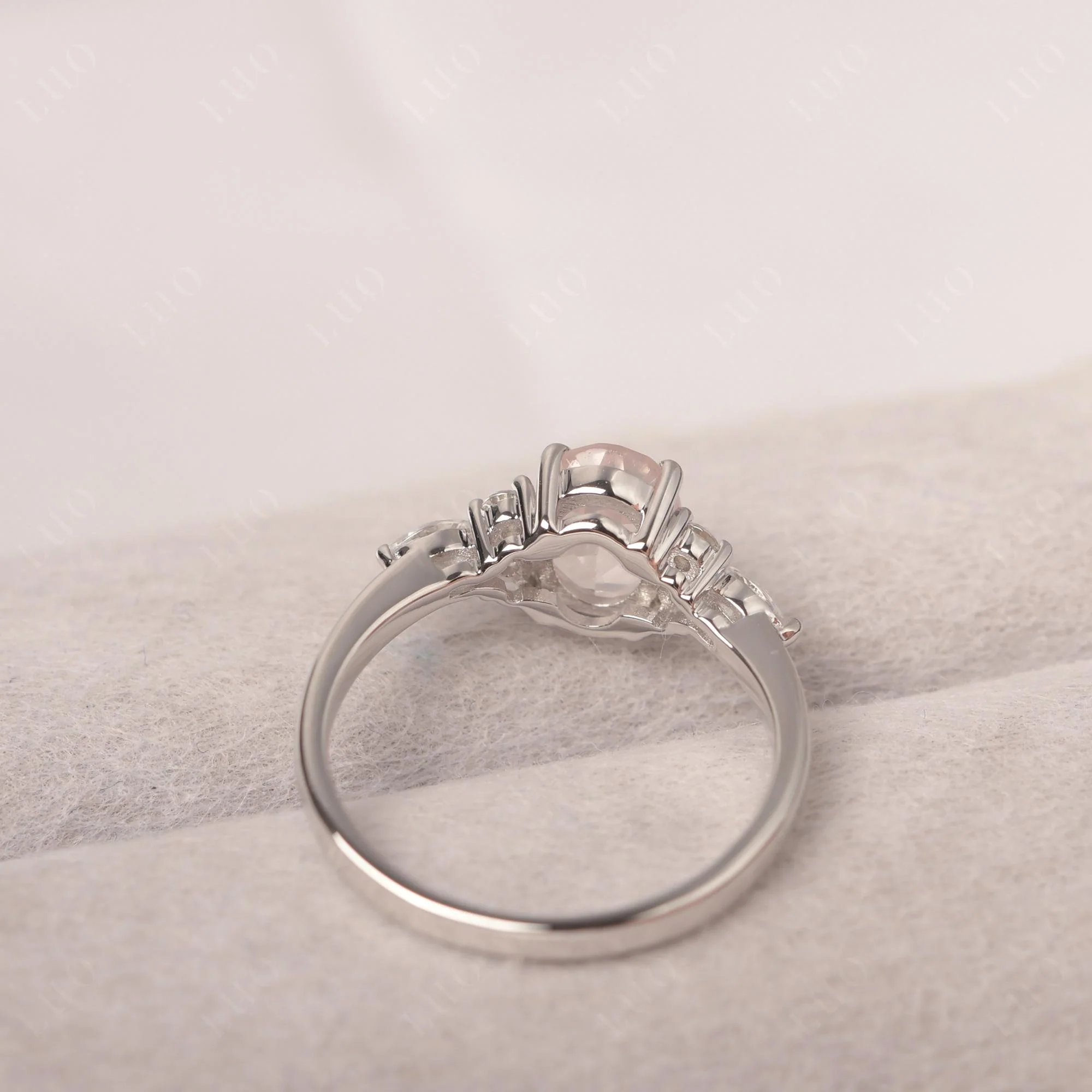Simple Oval Rose Quartz Engagement Ring - Image 32