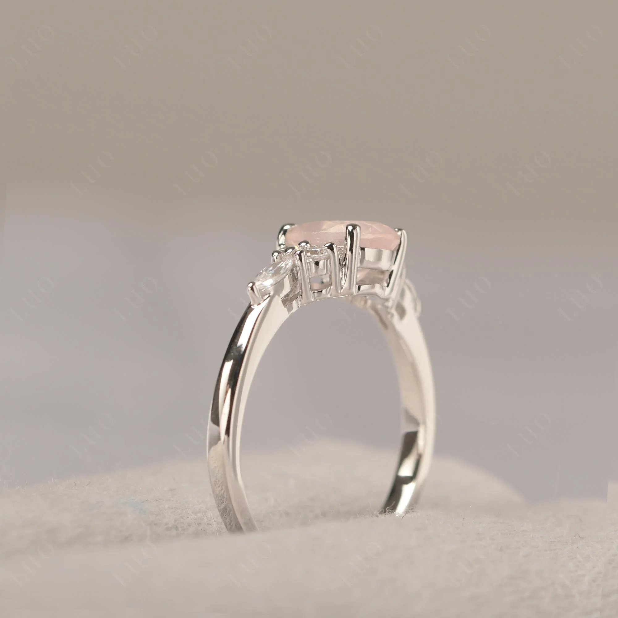 Simple Oval Rose Quartz Engagement Ring - Image 33