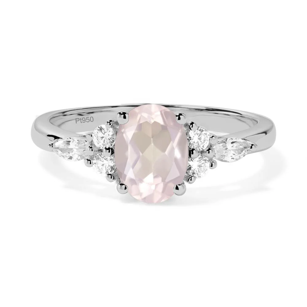 Simple Oval Rose Quartz Engagement Ring - Image 8