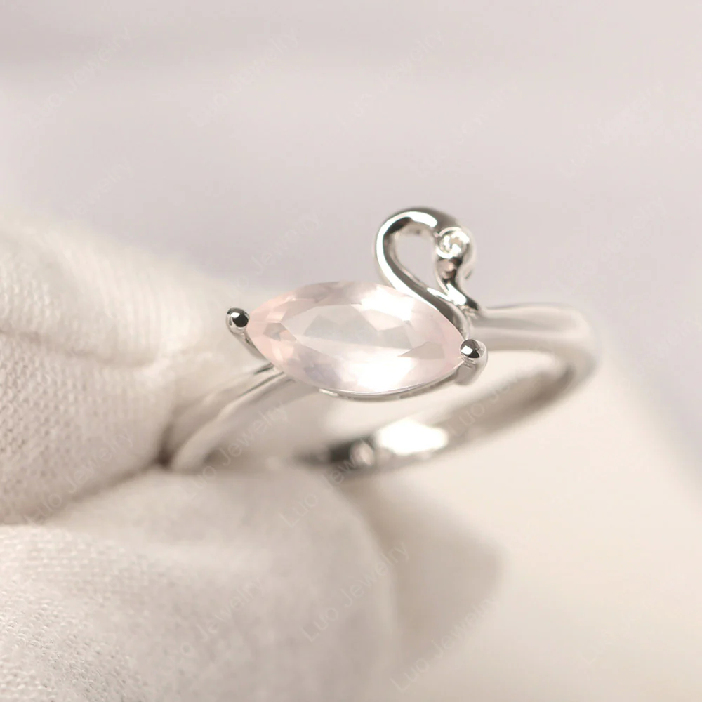 Rose Quartz Swan Engagement Ring