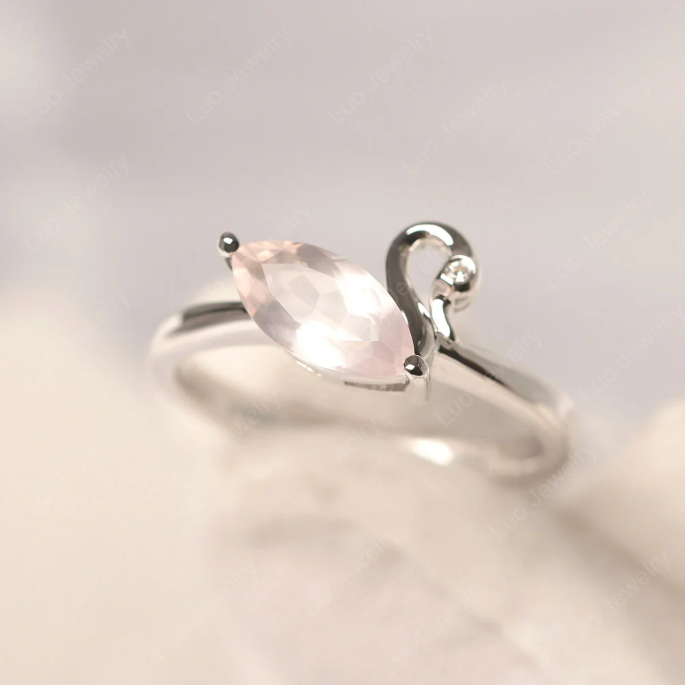 Rose Quartz Swan Engagement Ring - Image 2