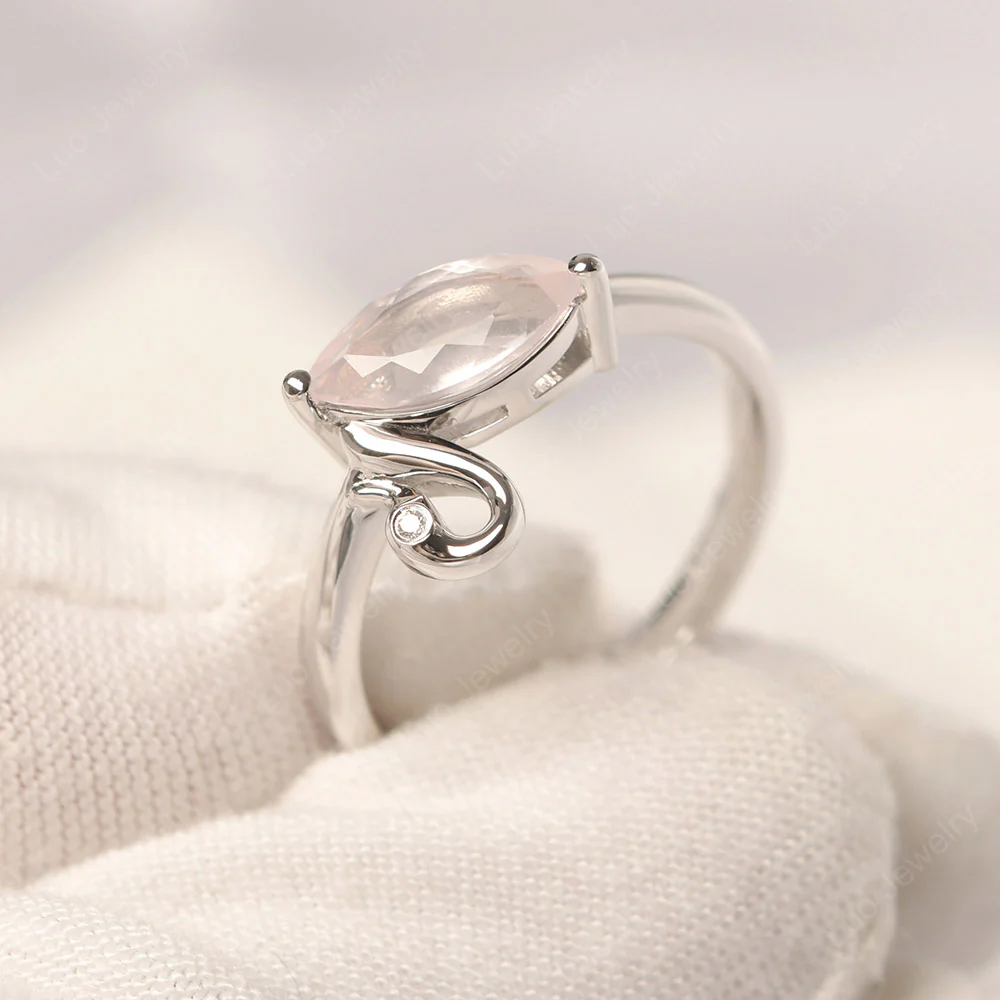 Rose Quartz Swan Engagement Ring - Image 3