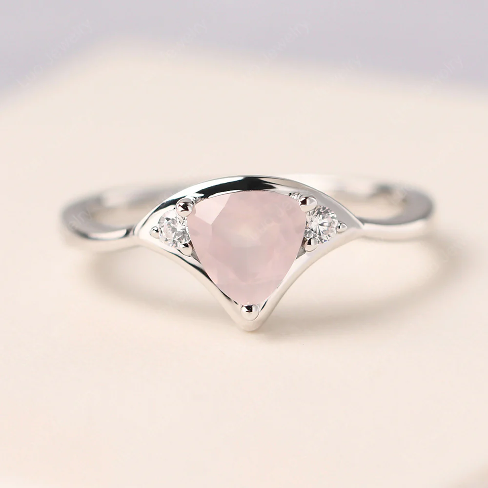 Scalloped Rose Quartz Engagement Ring