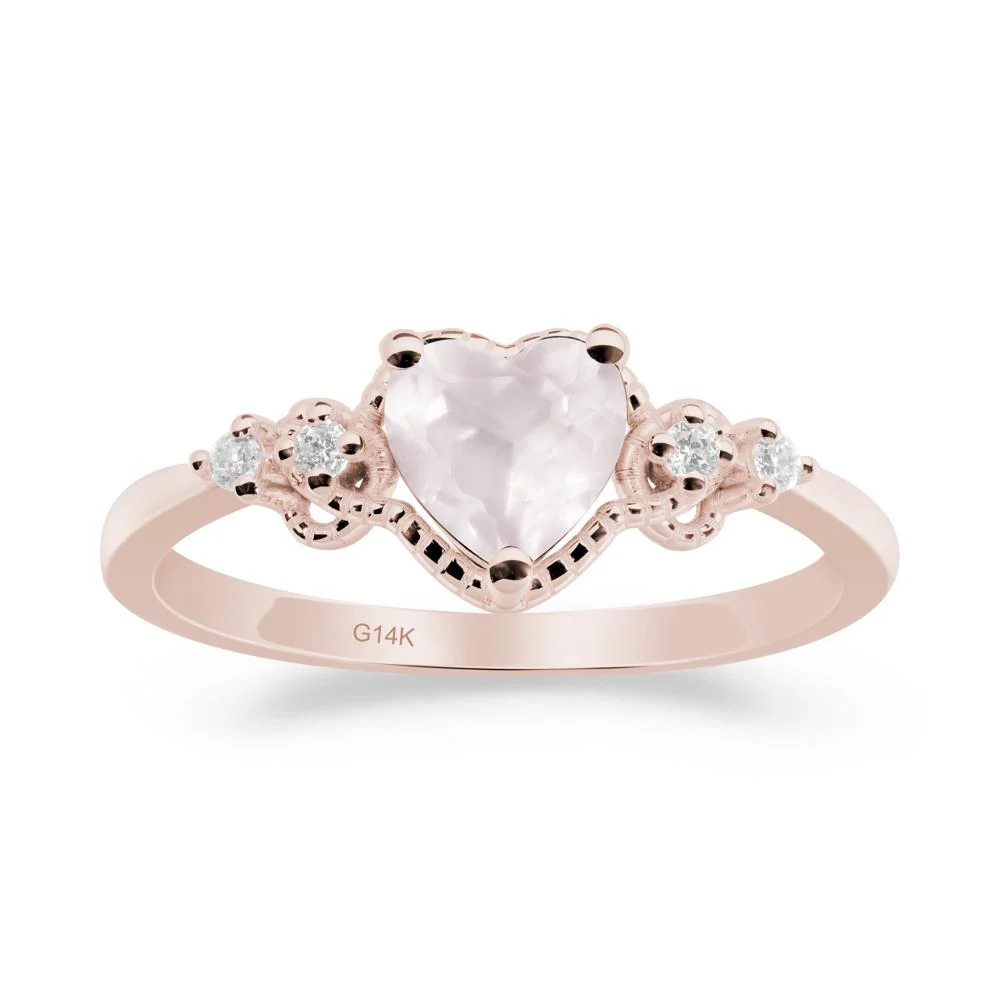 Rose Quartz Ring with Milgrain Halo - Image 3