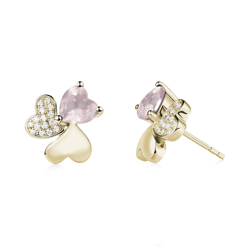 Rose Quartz Shamrock Stud Earrings - Image 7