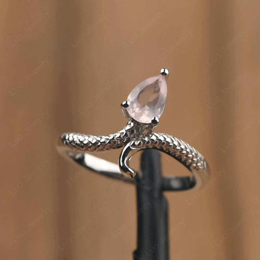 Rose Quartz Snake Ring - Image 2