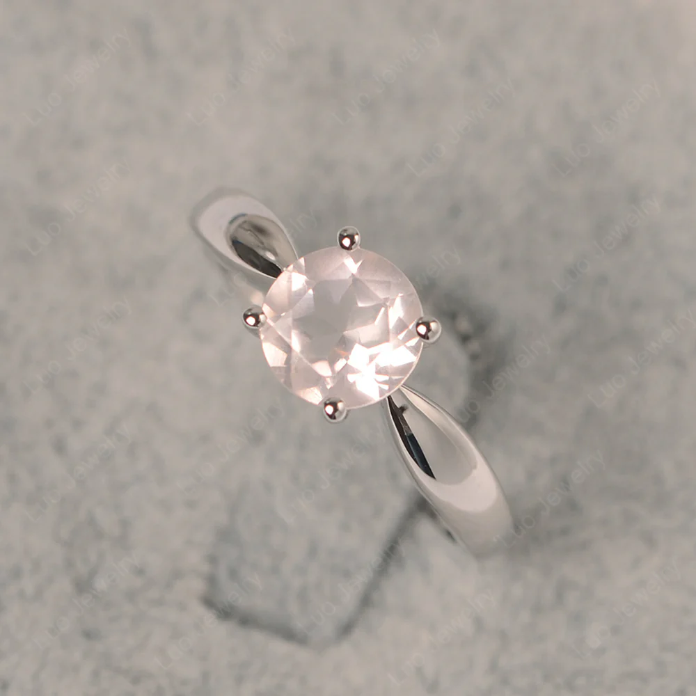 Rose Quartz Round Solitaire Ring