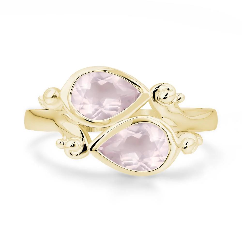 Rose Quartz Two Stone Bezel Set Ring - Image 2