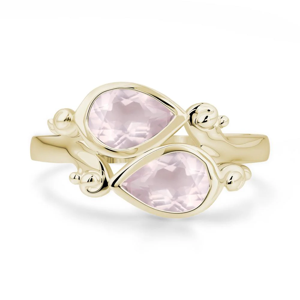 Rose Quartz Two Stone Bezel Set Ring - Image 5