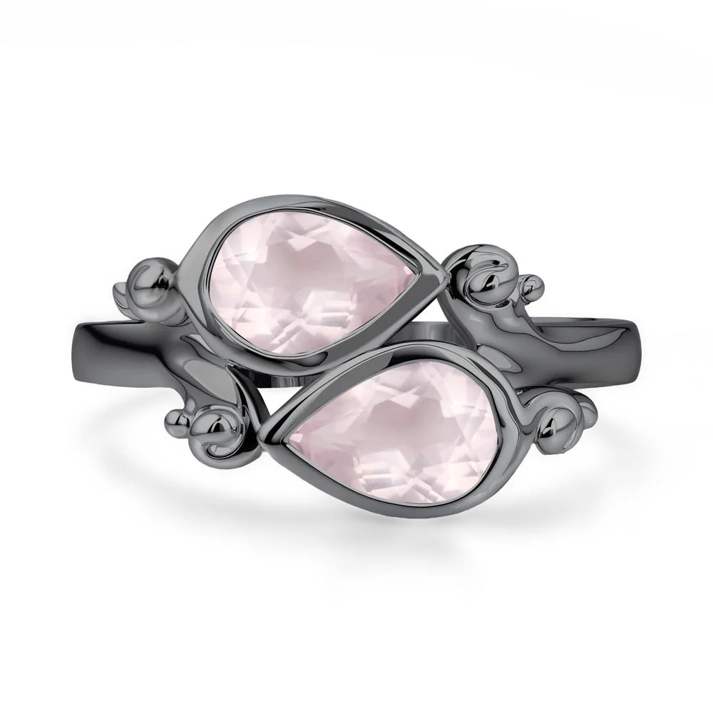 Rose Quartz Two Stone Bezel Set Ring - Image 7