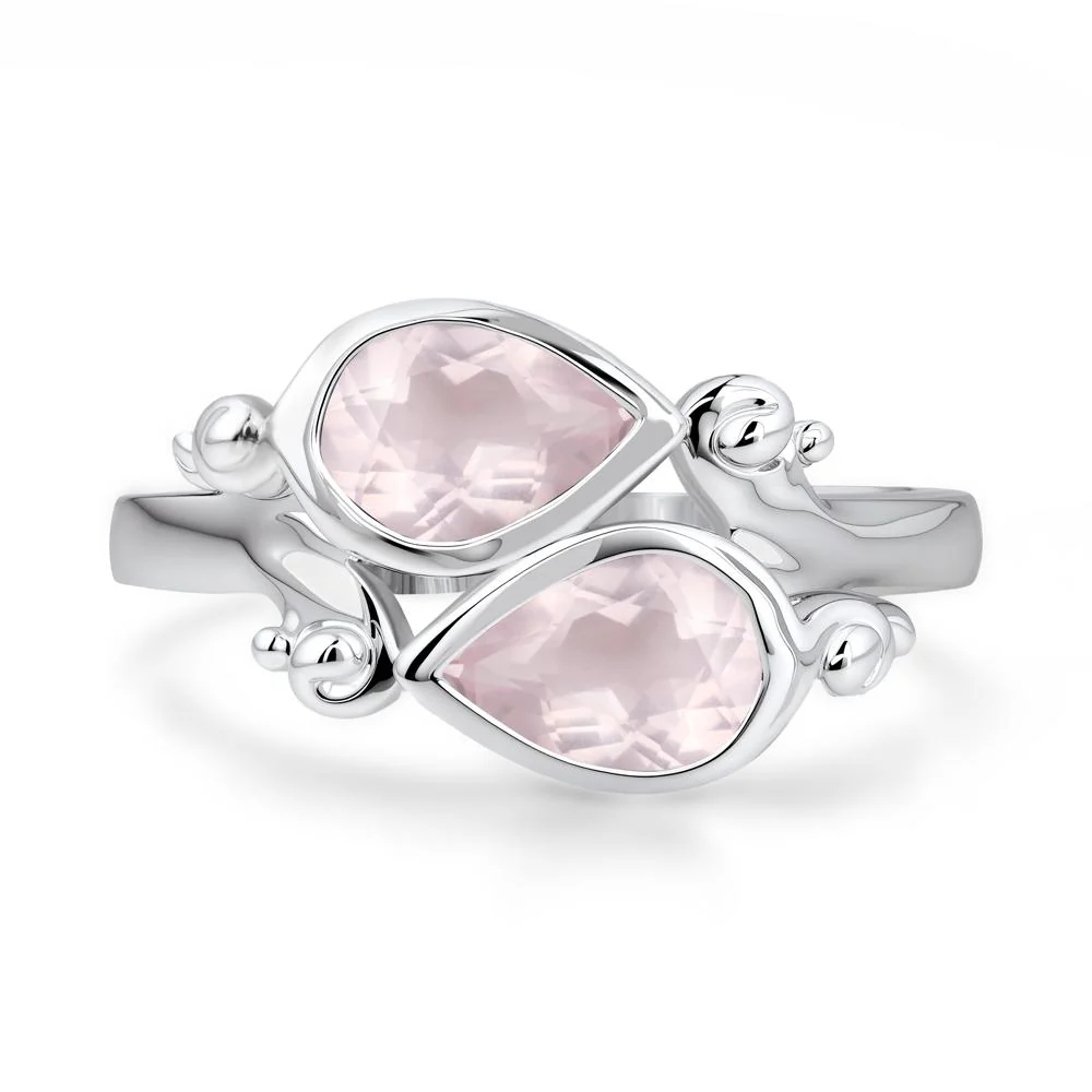 Rose Quartz Two Stone Bezel Set Ring - Image 8