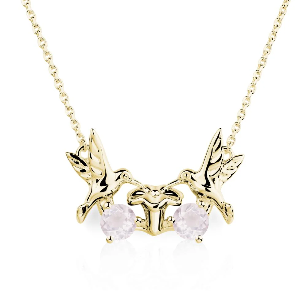 Rose Quartz Two Stone Hummingbird Necklace - Image 8
