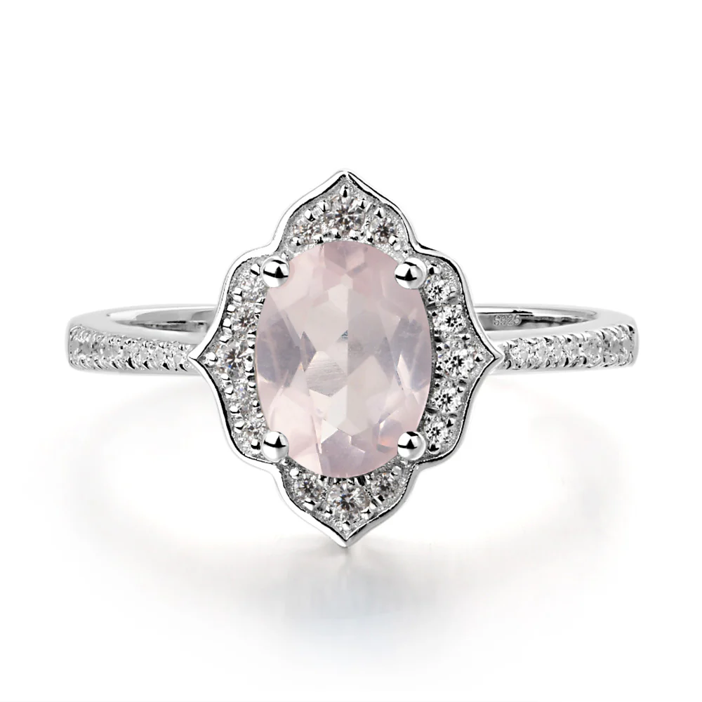Rose Quartz Floral Ring